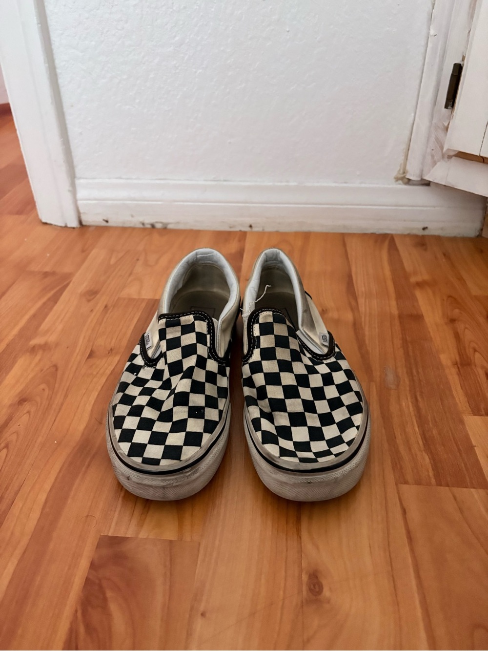 Vans Women’s Slip-On Checkerboard Sneakers - Black & White